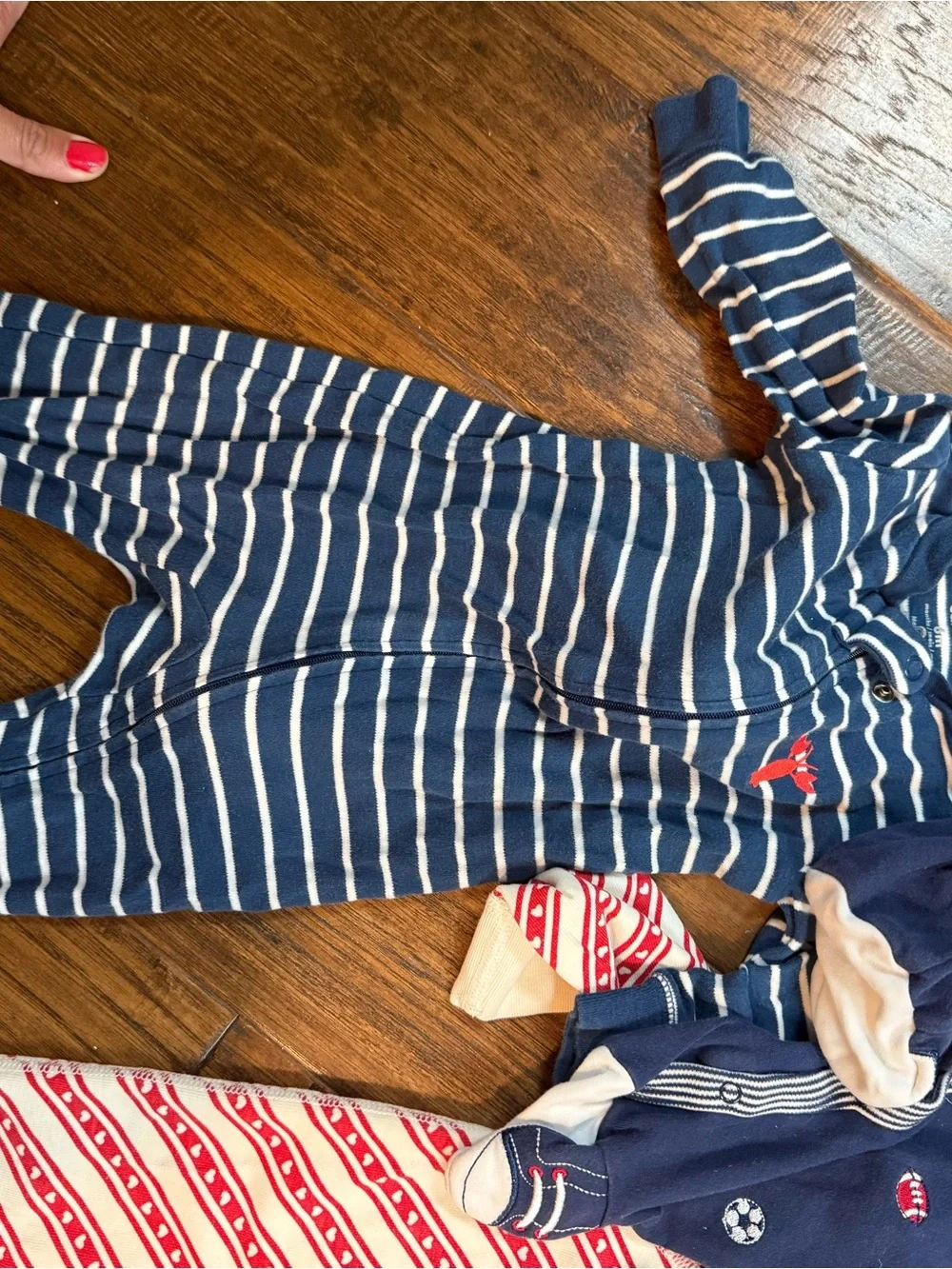Assorted Baby One-Piece Footed Pajamas - Blue/Navy/White - Mixed Brands